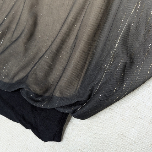 Sara Michelle Tan Black Ombré Blouse Gold Metallic Shimmer M - Picture 3 of 12